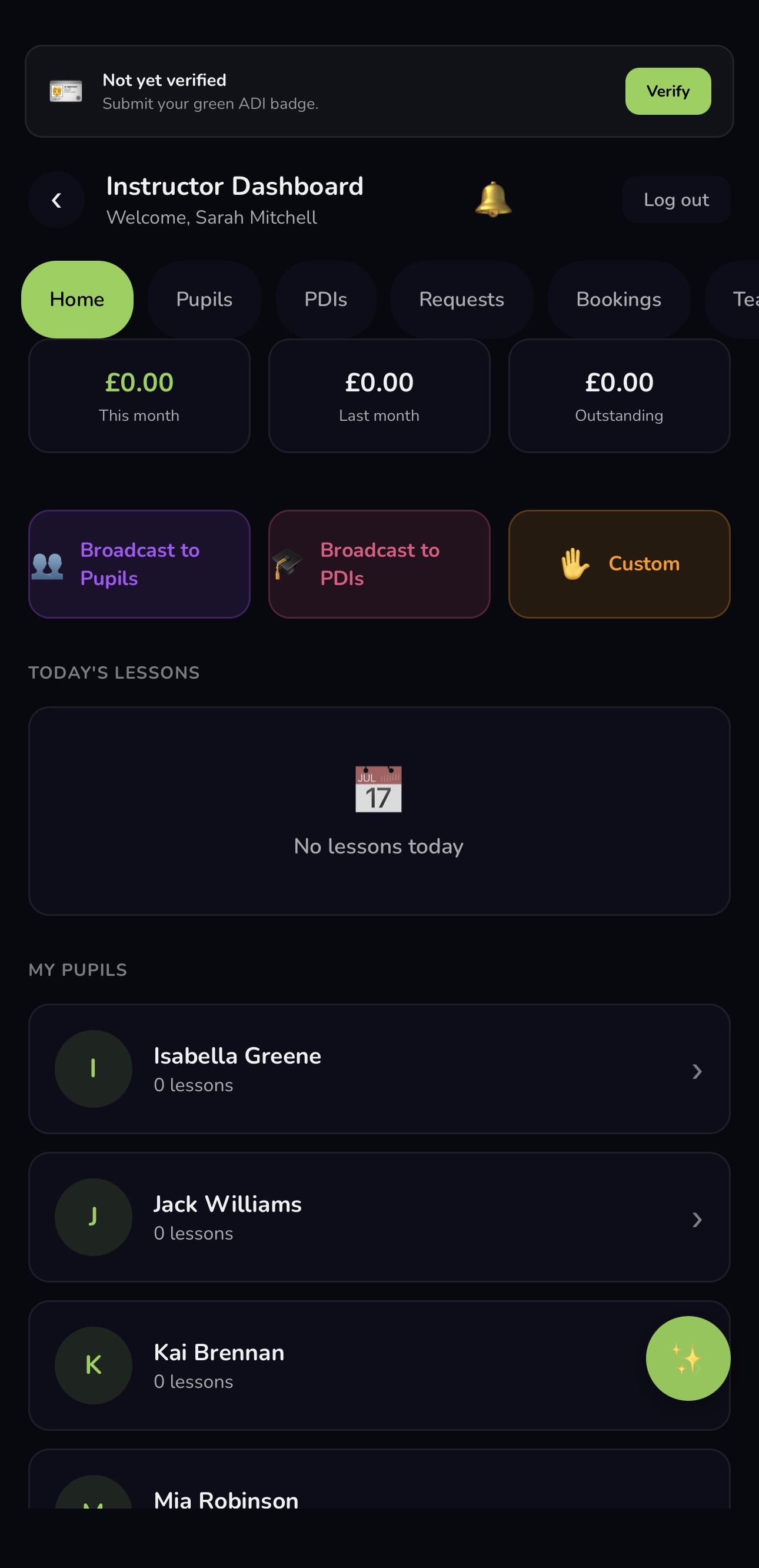 Instructor dashboard